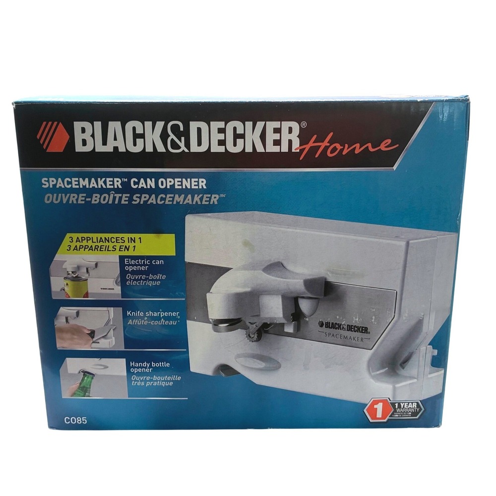 NOS Black & Decker Spacemaker Can Opener CO85 White 3-in-1 Under Cabinet Mount